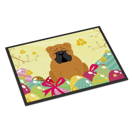 Carolines Treasures 18 x 27 in. Easter Eggs English Bulldog Red Indoor or Outdoor Mat BB6122MAT